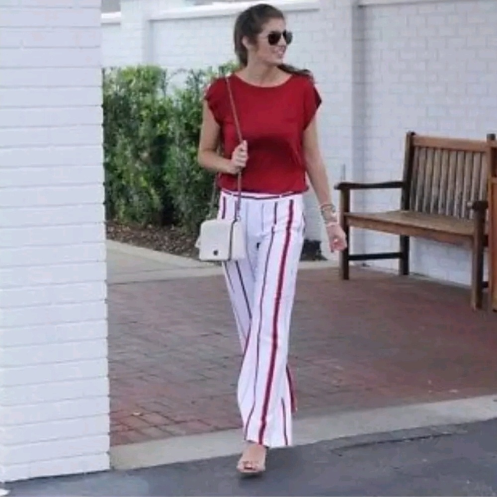 Banana republic stripe wide leg pants